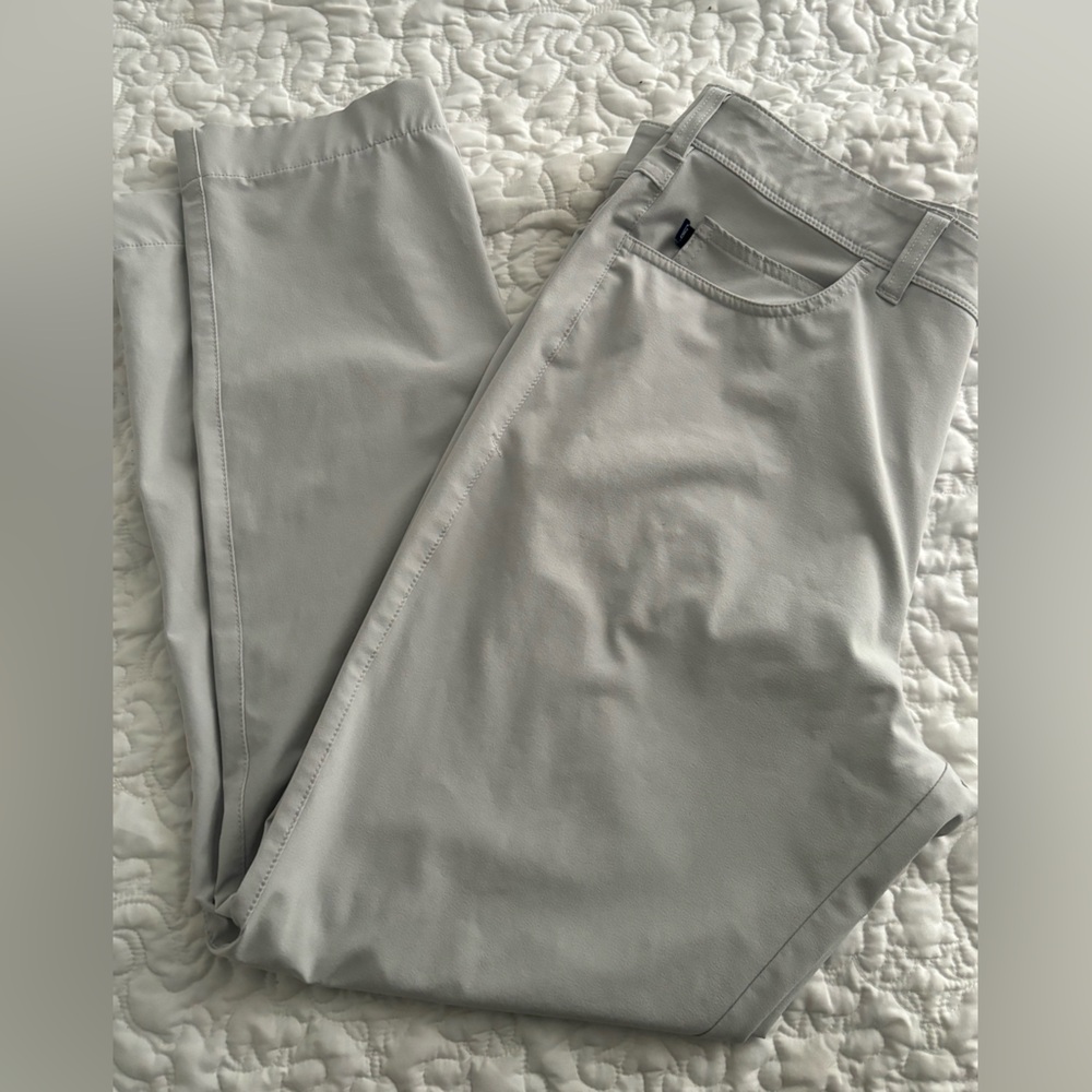MIZZEN+MAIN Men's Sz 34x32 Gray Helmsman Slim 5-Pocket Golf/Casual Pants